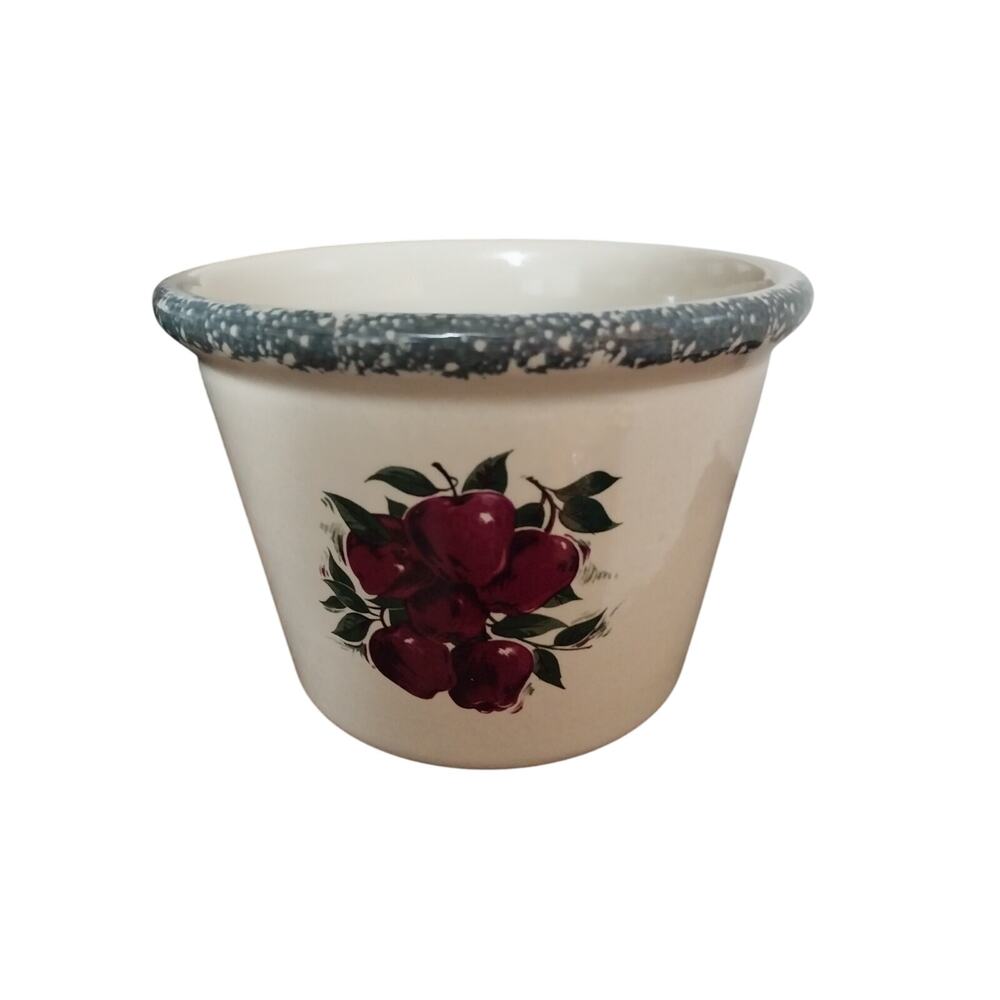 Vintage Home And Garden Party Stoneware Apple Pattern Crock Flower Pot 5" X 7"